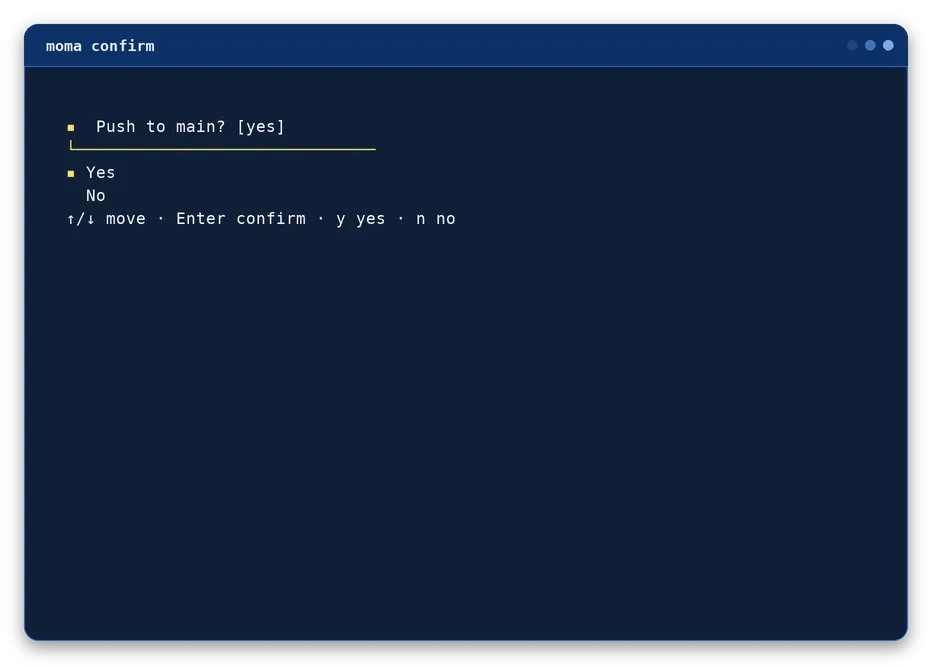 confirm output, example 2 of 4