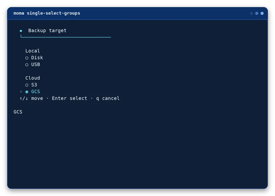 select-groups output, example 2 of 4