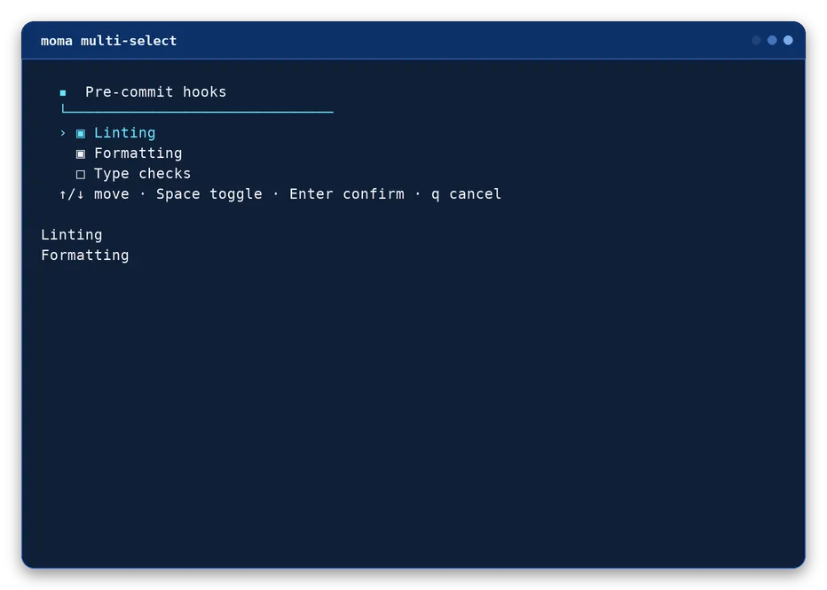 multi-select output, example 2 of 4