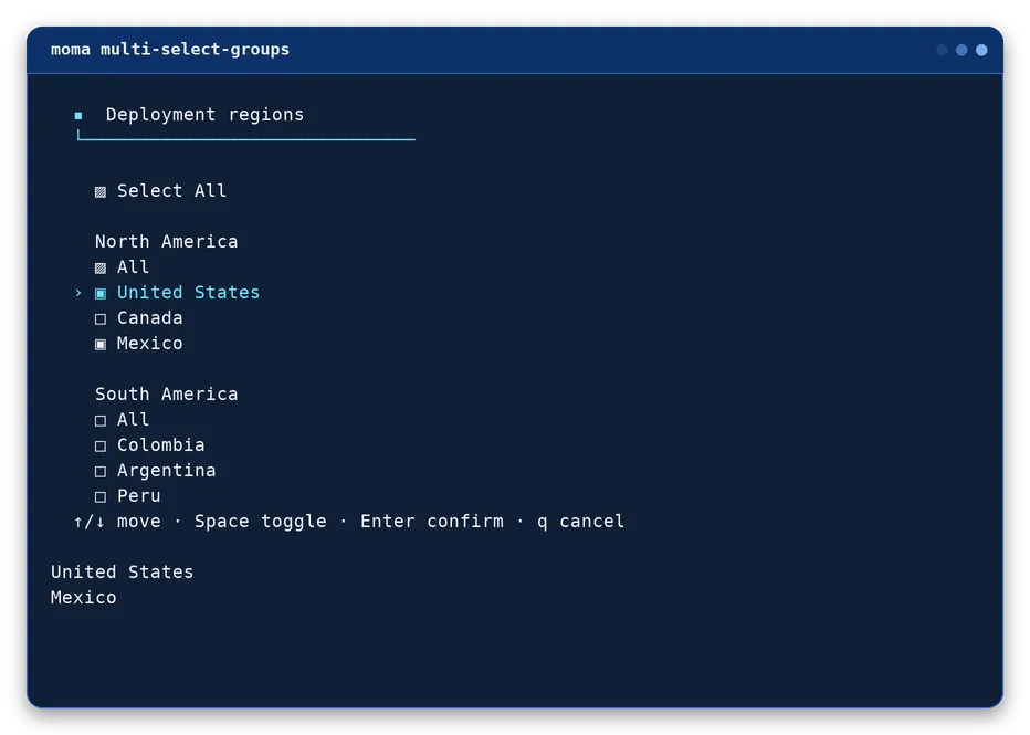 multi-select-groups output, example 3 of 4