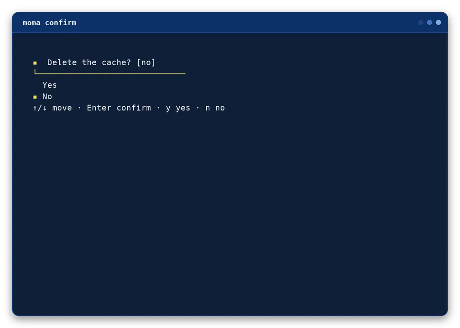 confirm output, example 3 of 4