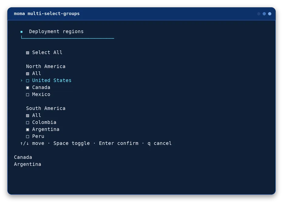 multi-select-groups output, example 4 of 4