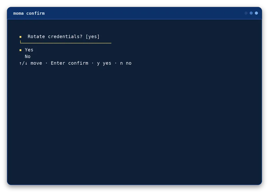 confirm output, example 4 of 4