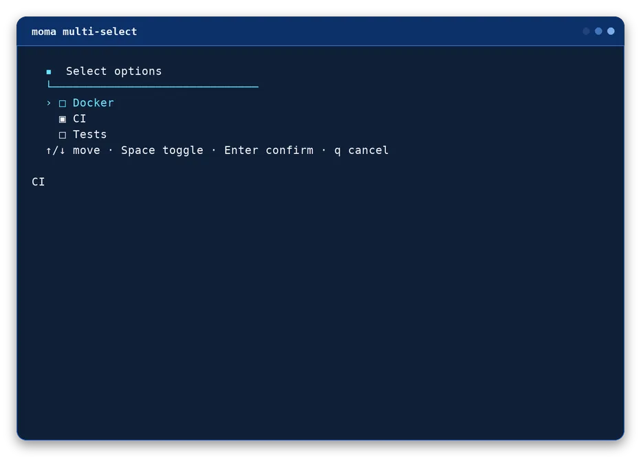 multi-select output, example 4 of 4