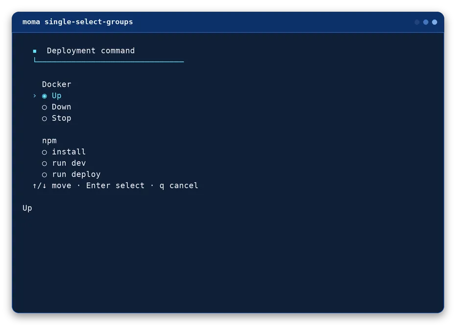 select-groups output, example 1 of 4